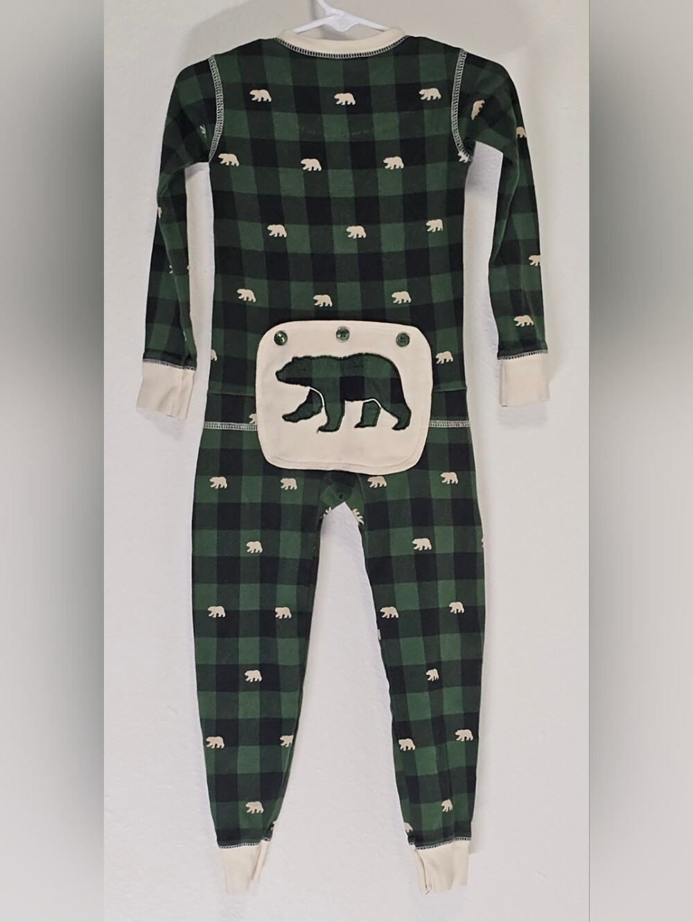 Little Blue House Green & Black Buffalo Plaid Bear One-Piece Pajamas (Size 2T).